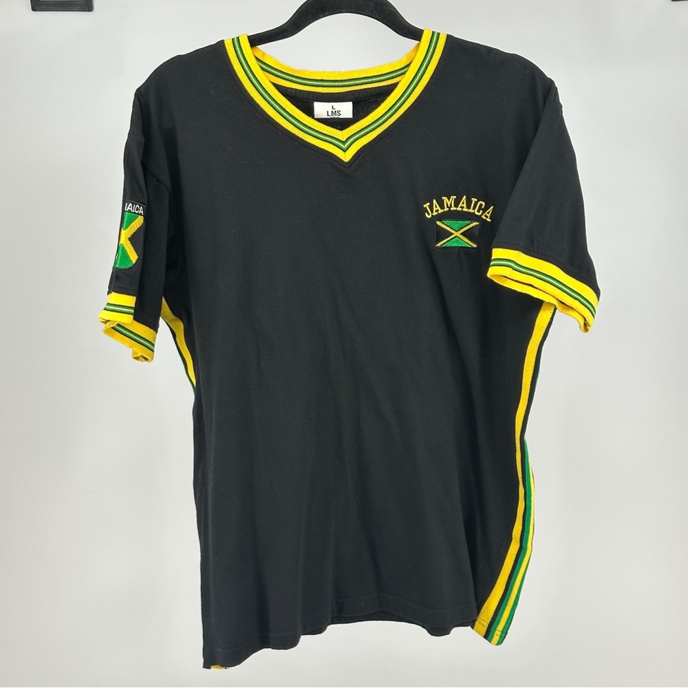 Women’s‎ Large Black Yellow Green Jamaica Jersey with Ribbed Knit Accents